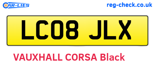 LC08JLX are the vehicle registration plates.