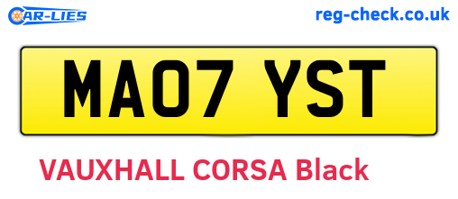 MA07YST are the vehicle registration plates.