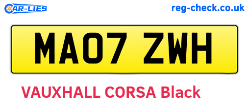 MA07ZWH are the vehicle registration plates.