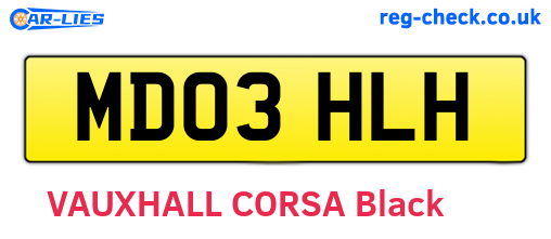 MD03HLH are the vehicle registration plates.
