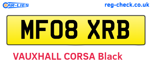 MF08XRB are the vehicle registration plates.