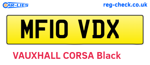 MF10VDX are the vehicle registration plates.