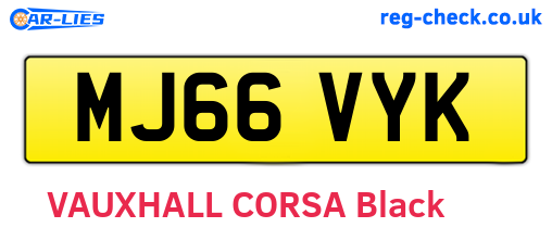 MJ66VYK are the vehicle registration plates.