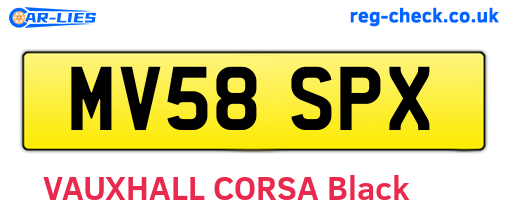 MV58SPX are the vehicle registration plates.
