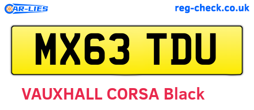 MX63TDU are the vehicle registration plates.