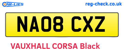 NA08CXZ are the vehicle registration plates.