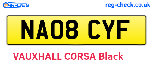 NA08CYF are the vehicle registration plates.