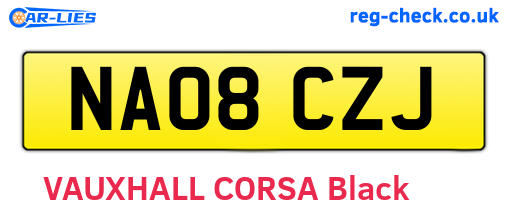 NA08CZJ are the vehicle registration plates.