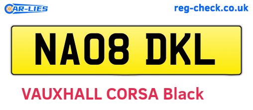 NA08DKL are the vehicle registration plates.