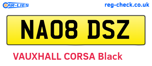 NA08DSZ are the vehicle registration plates.