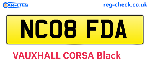 NC08FDA are the vehicle registration plates.