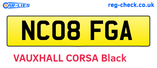 NC08FGA are the vehicle registration plates.
