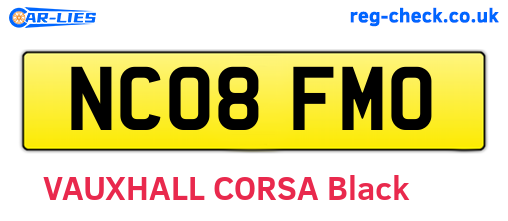 NC08FMO are the vehicle registration plates.