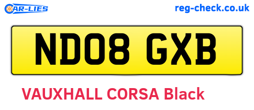 ND08GXB are the vehicle registration plates.