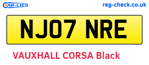 NJ07NRE are the vehicle registration plates.