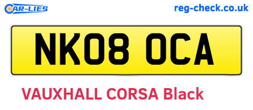 NK08OCA are the vehicle registration plates.