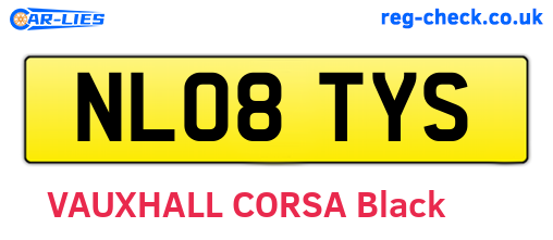 NL08TYS are the vehicle registration plates.