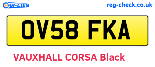 OV58FKA are the vehicle registration plates.