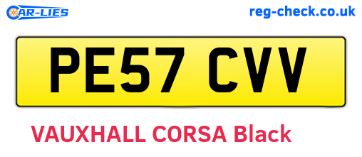 PE57CVV are the vehicle registration plates.
