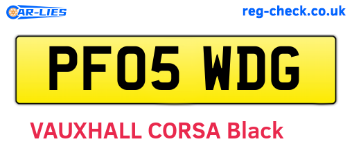 PF05WDG are the vehicle registration plates.