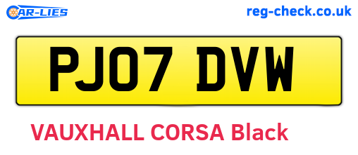 PJ07DVW are the vehicle registration plates.