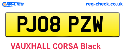 PJ08PZW are the vehicle registration plates.