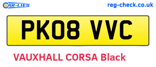 PK08VVC are the vehicle registration plates.