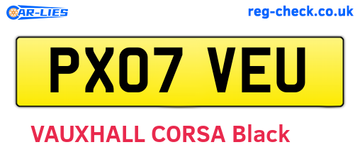 PX07VEU are the vehicle registration plates.