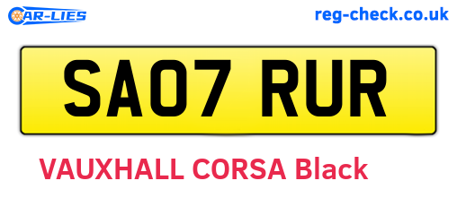 SA07RUR are the vehicle registration plates.