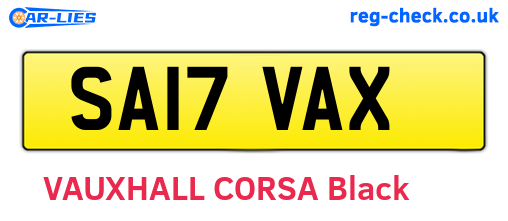 SA17VAX are the vehicle registration plates.