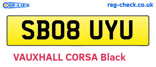 SB08UYU are the vehicle registration plates.