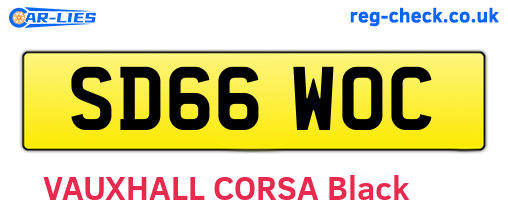 SD66WOC are the vehicle registration plates.