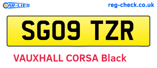 SG09TZR are the vehicle registration plates.