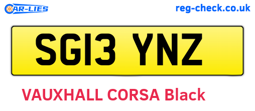 SG13YNZ are the vehicle registration plates.