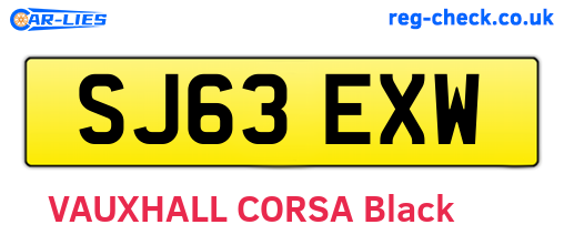 SJ63EXW are the vehicle registration plates.