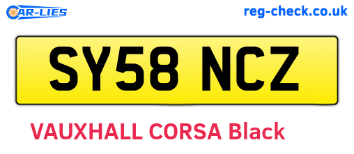 SY58NCZ are the vehicle registration plates.