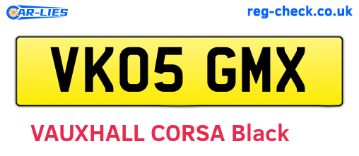 VK05GMX are the vehicle registration plates.