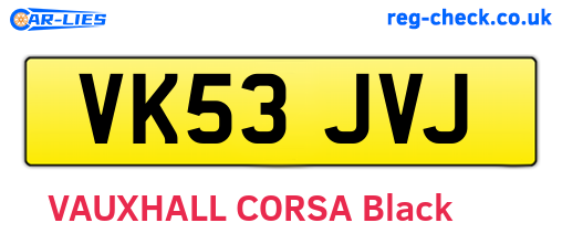 VK53JVJ are the vehicle registration plates.