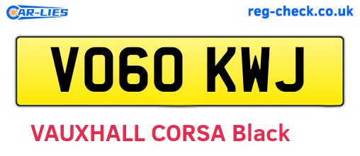 VO60KWJ are the vehicle registration plates.