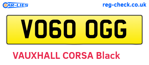 VO60OGG are the vehicle registration plates.
