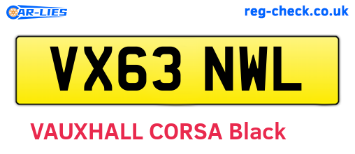 VX63NWL are the vehicle registration plates.