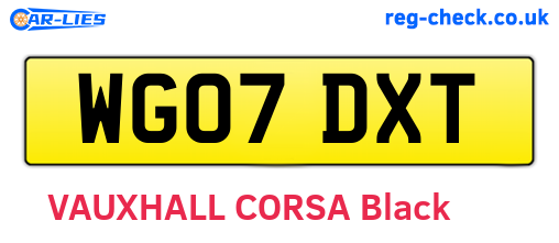 WG07DXT are the vehicle registration plates.
