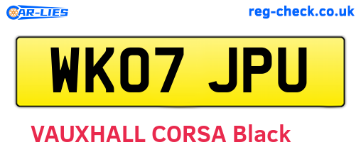WK07JPU are the vehicle registration plates.