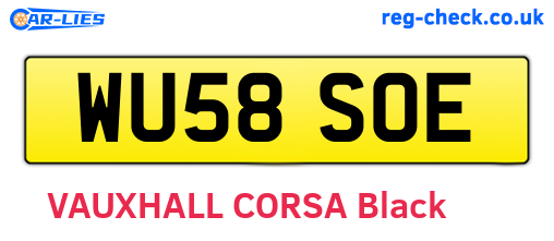 WU58SOE are the vehicle registration plates.