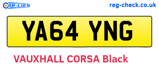 YA64YNG are the vehicle registration plates.