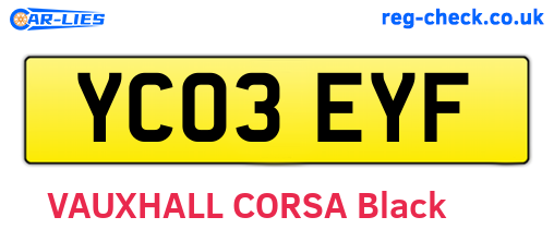 YC03EYF are the vehicle registration plates.
