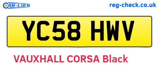 YC58HWV are the vehicle registration plates.