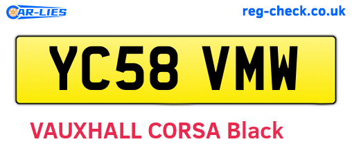 YC58VMW are the vehicle registration plates.