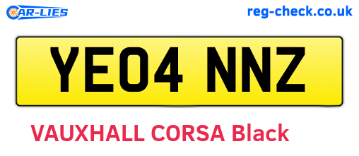 YE04NNZ are the vehicle registration plates.