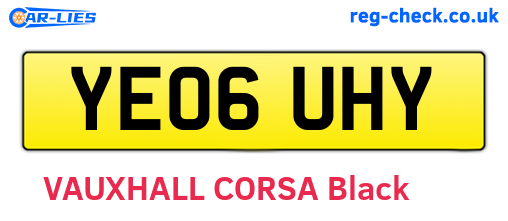 YE06UHY are the vehicle registration plates.
